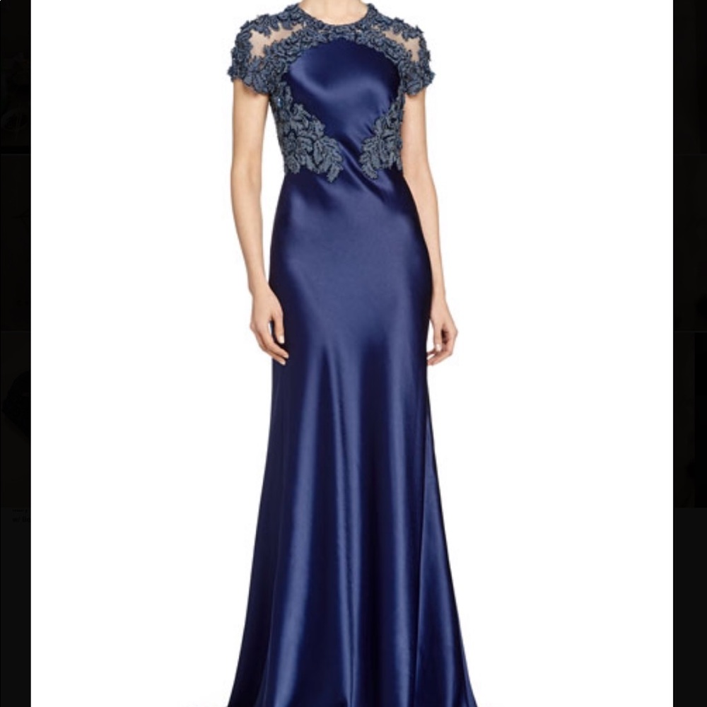 CatherineDeane Akira shortsleeve beaded satin gown